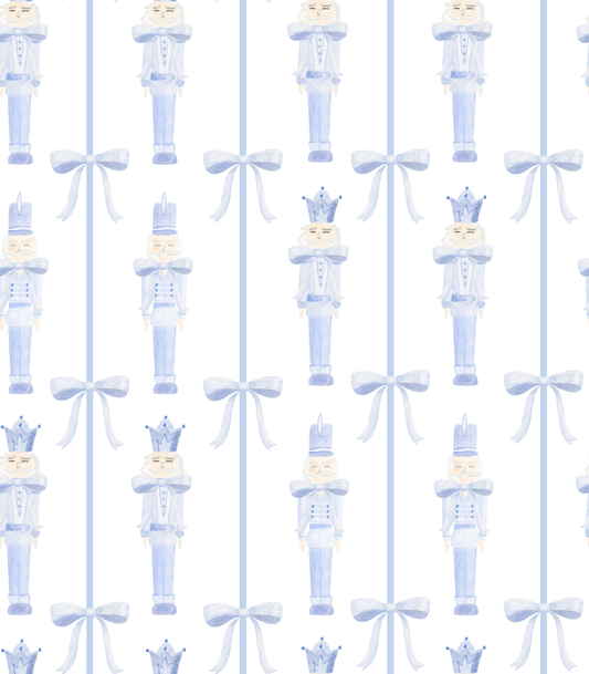 Blue and White Nutcracker Christmas Wrapping Paper Sheets - PREORDER