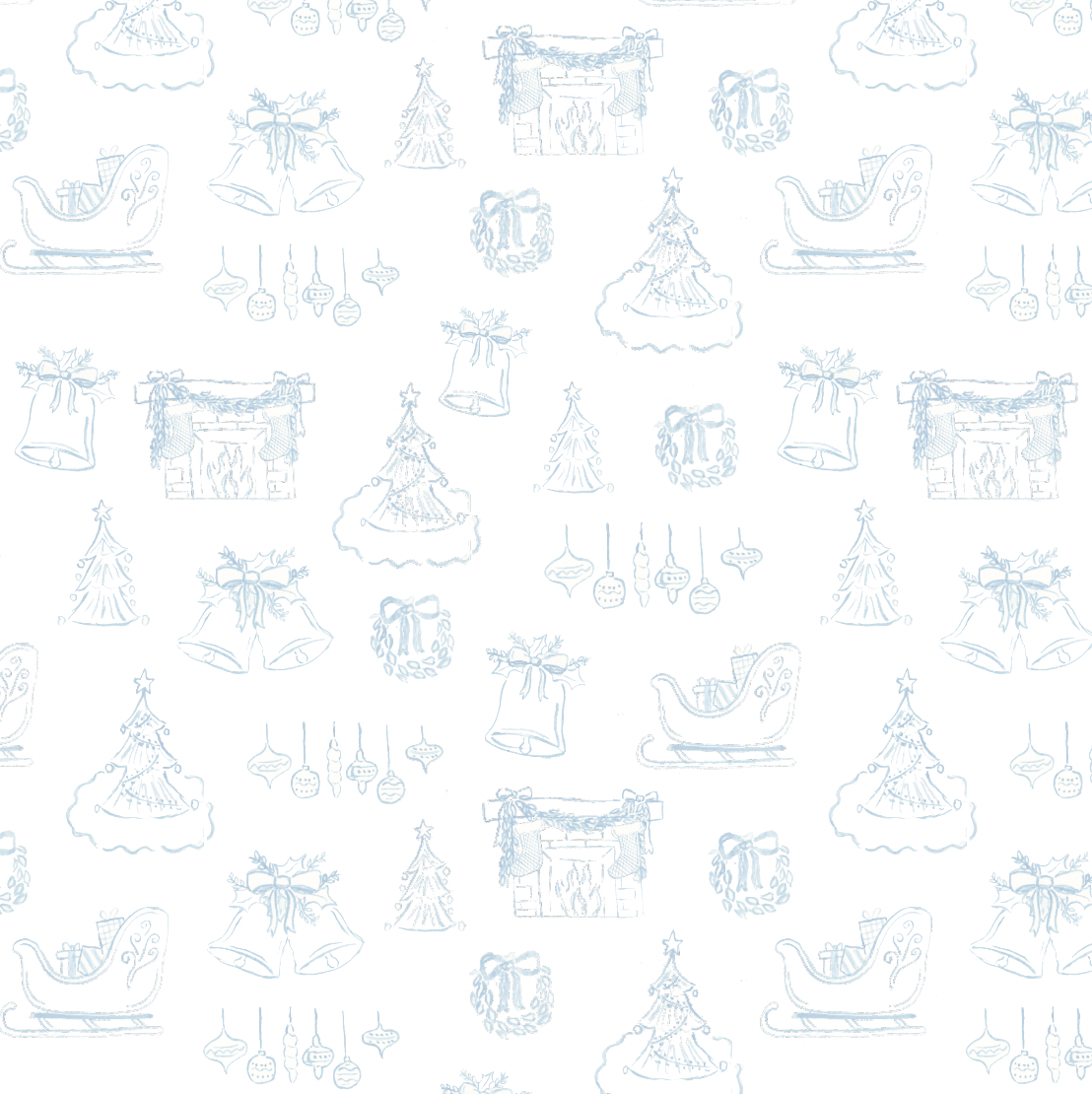 Christmas Toile Wrapping Paper Sheets in Blue - PREORDER