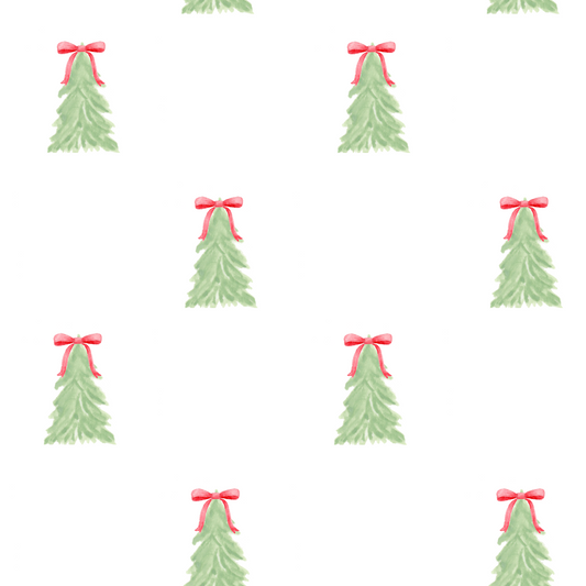 Red Bow Christmas Tree Wrapping Paper Sheets - PREORDER