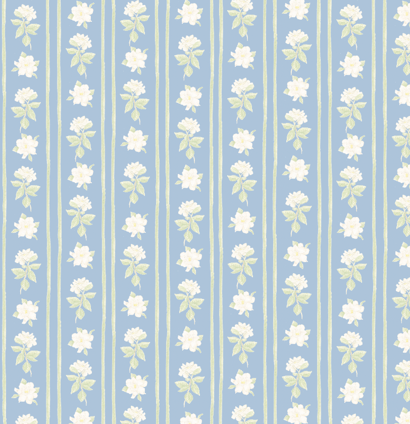 Gardenia Blooms Wrapping Paper Sheets in Dusty Blue - PREORDER