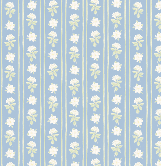 Gardenia Blooms Wrapping Paper Sheets in Dusty Blue - PREORDER