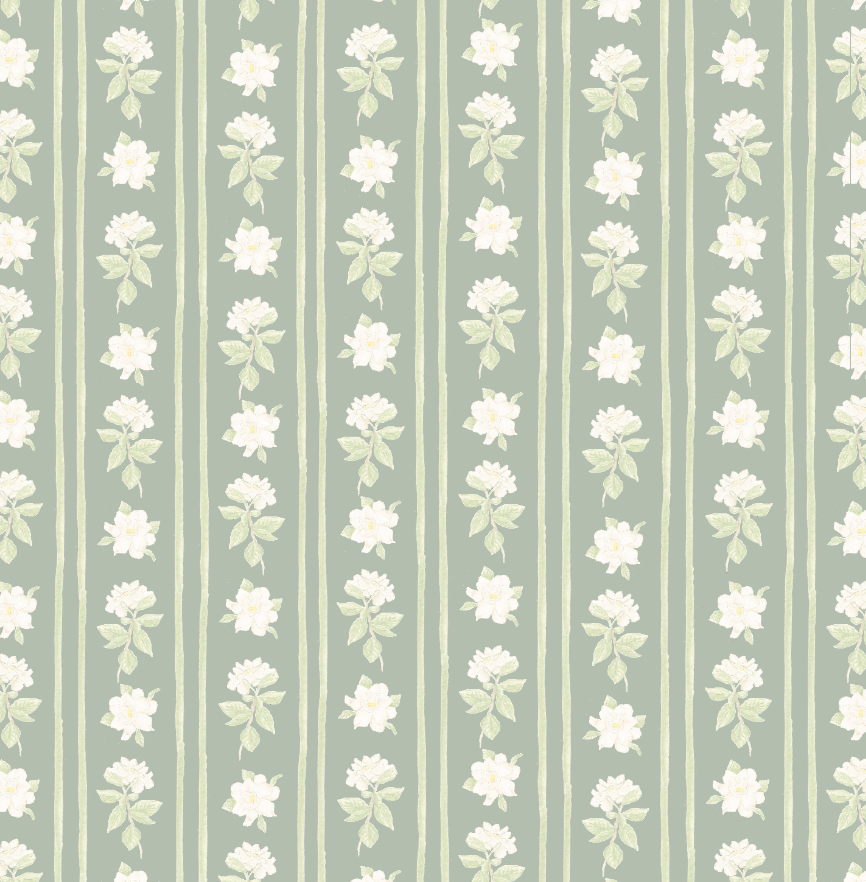 Gardenia Blooms Wrapping Paper Sheets in Sage - PREORDER