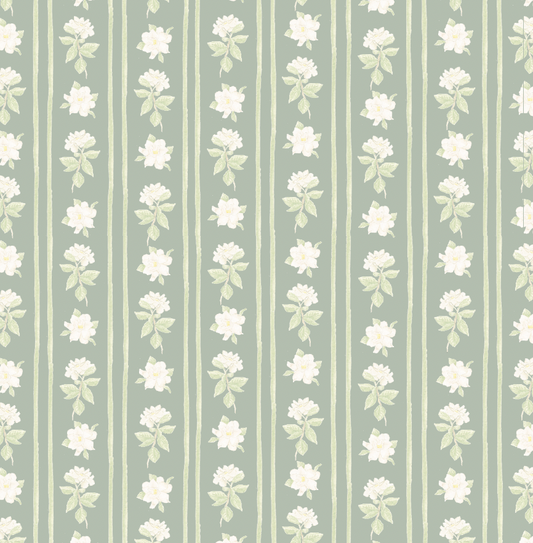 Gardenia Blooms Wrapping Paper Sheets in Sage - PREORDER