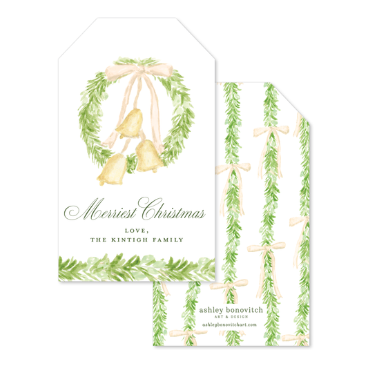Christmas Wreath with Bells Gift Tags
