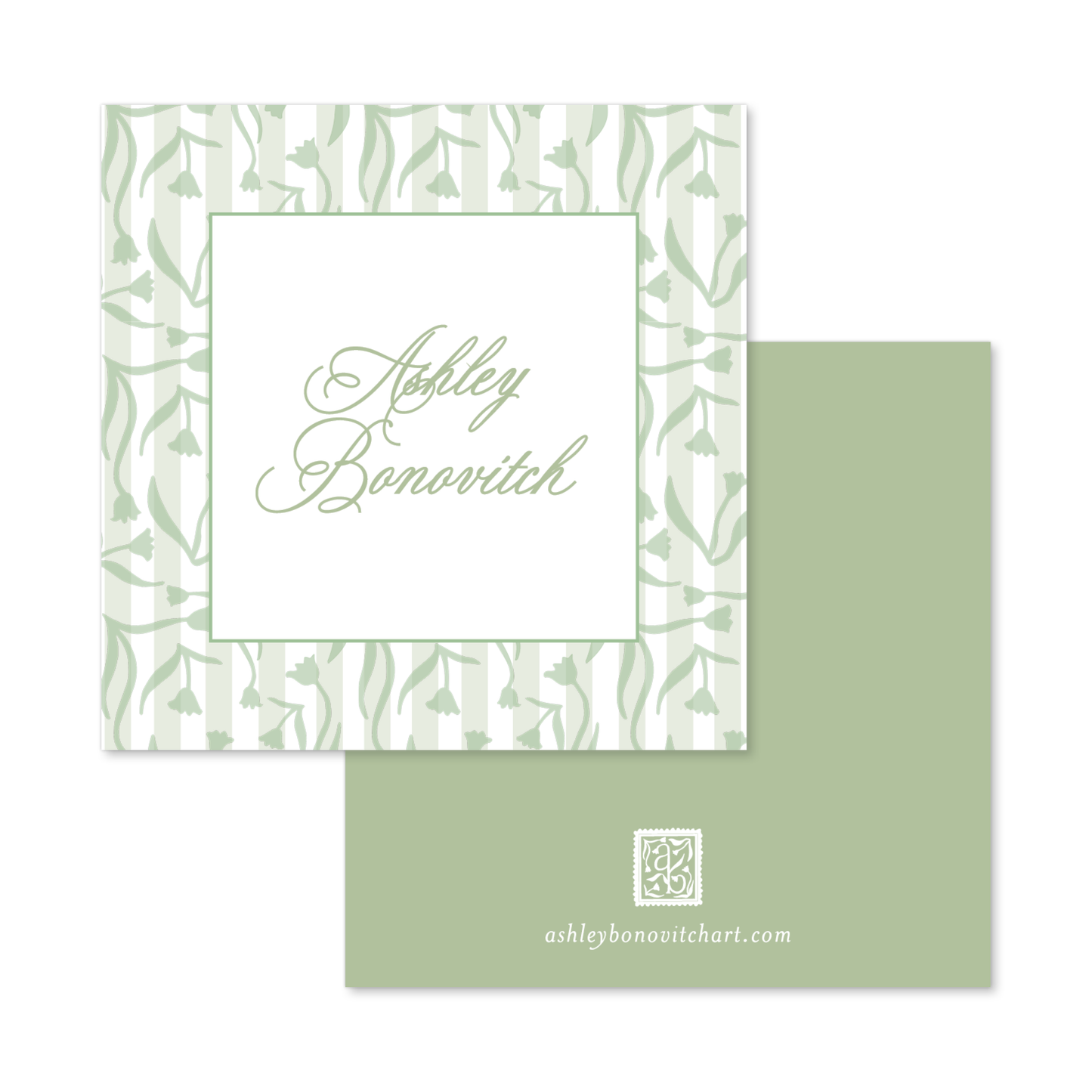 Signature Pattern Calling Cards in Light Sage