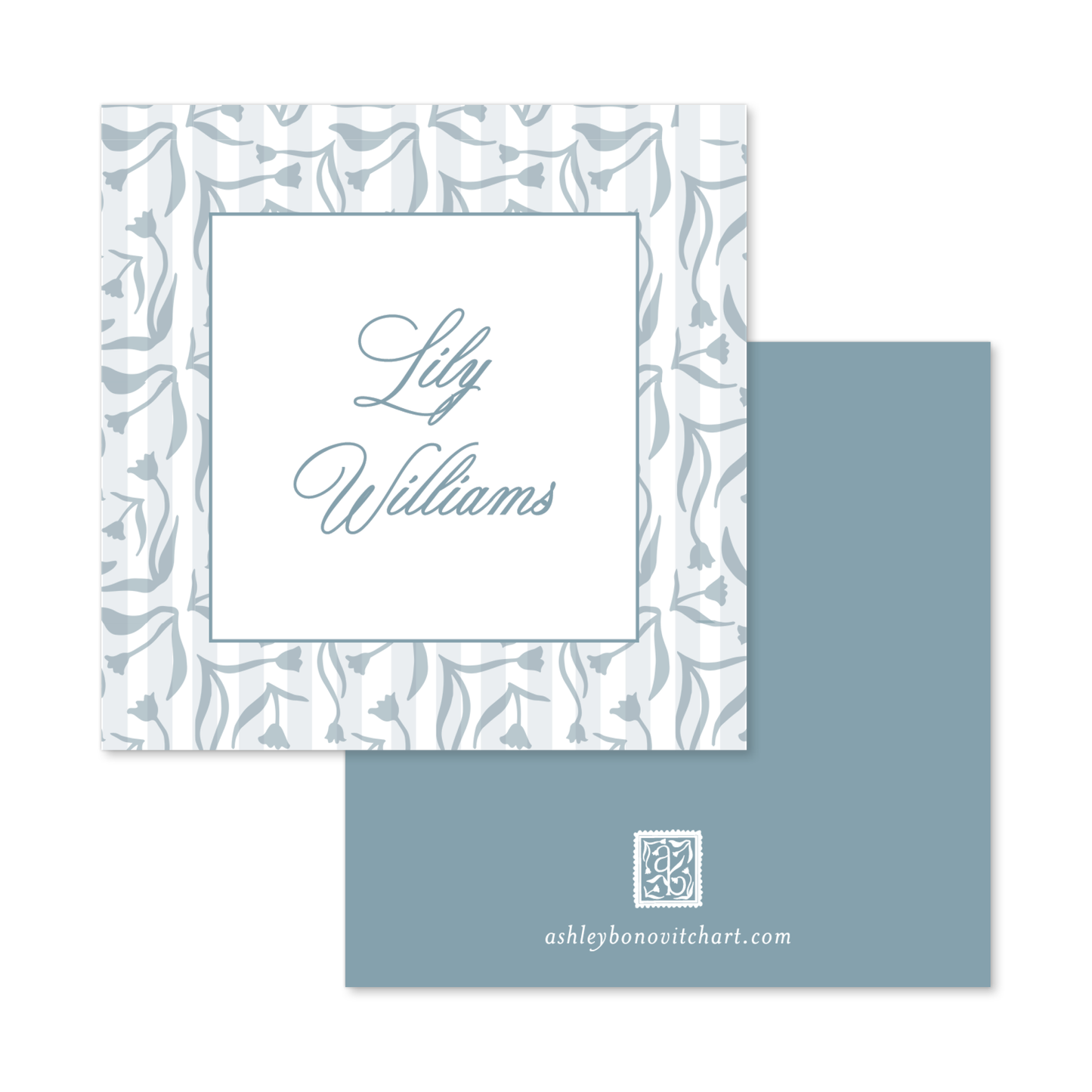 Signature Pattern Calling Cards in Aegean Blue