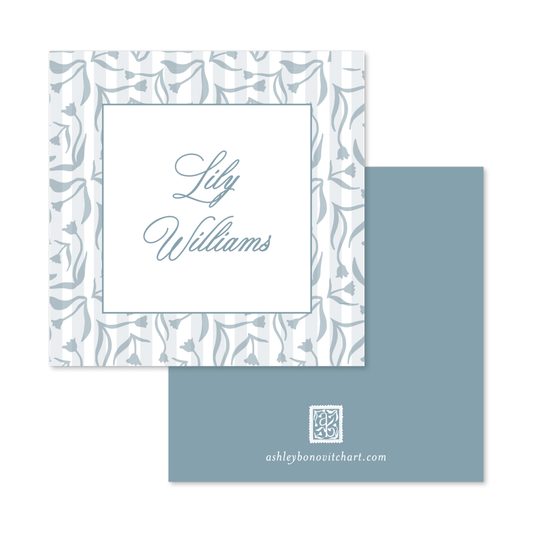 Signature Pattern Calling Cards in Aegean Blue