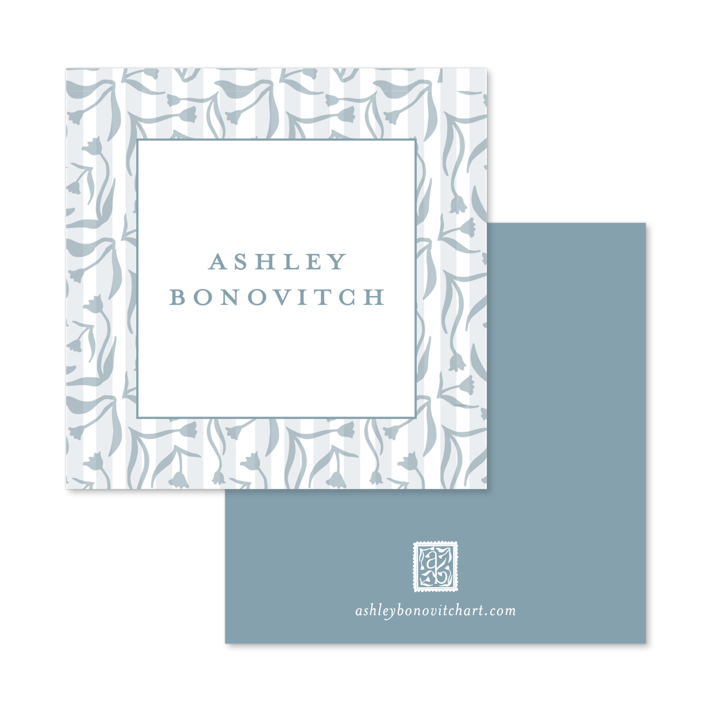 Signature Pattern Calling Cards in Aegean Blue