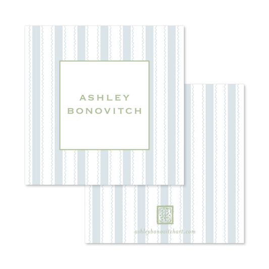 Signature Wavy Stripe Calling Cards in Powder Blue