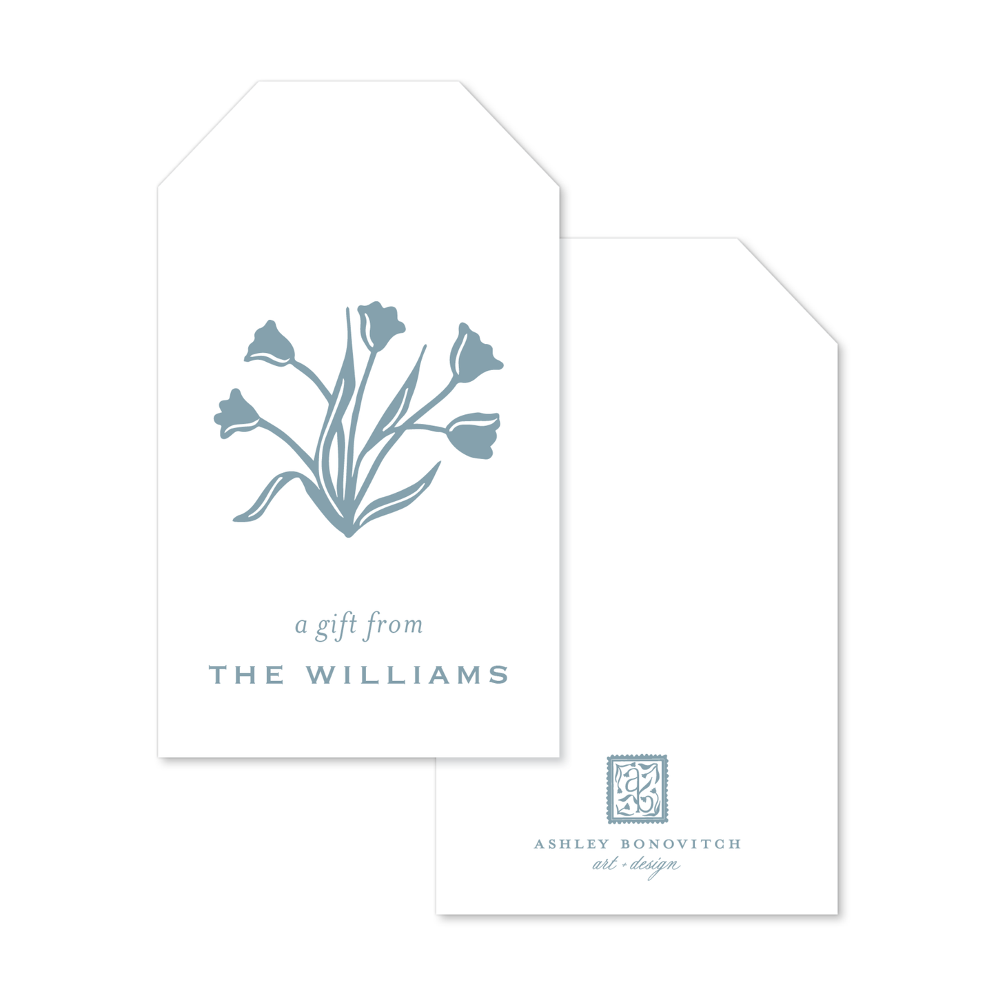 Signature Tulip Gift Tags in Aegean Blue