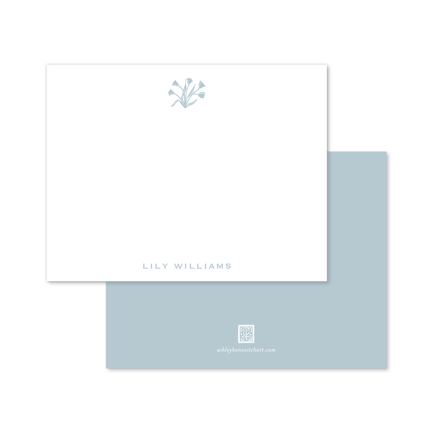 Signature Tulips Stationery Set in Powder Blue