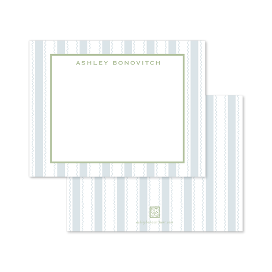 Signature Wavy Stripe Stationery Set in Powder Blue