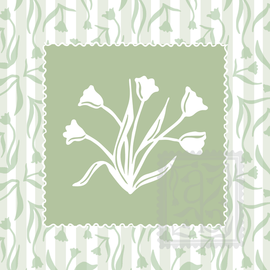 Signature Tulips Print in Floral Sage
