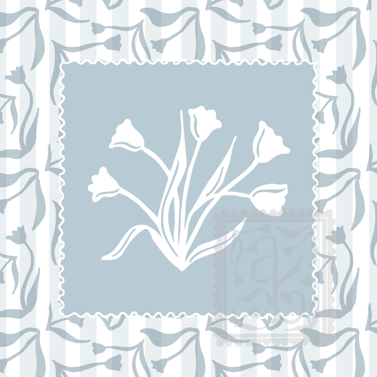 Signature Tulips Print in Floral Blue