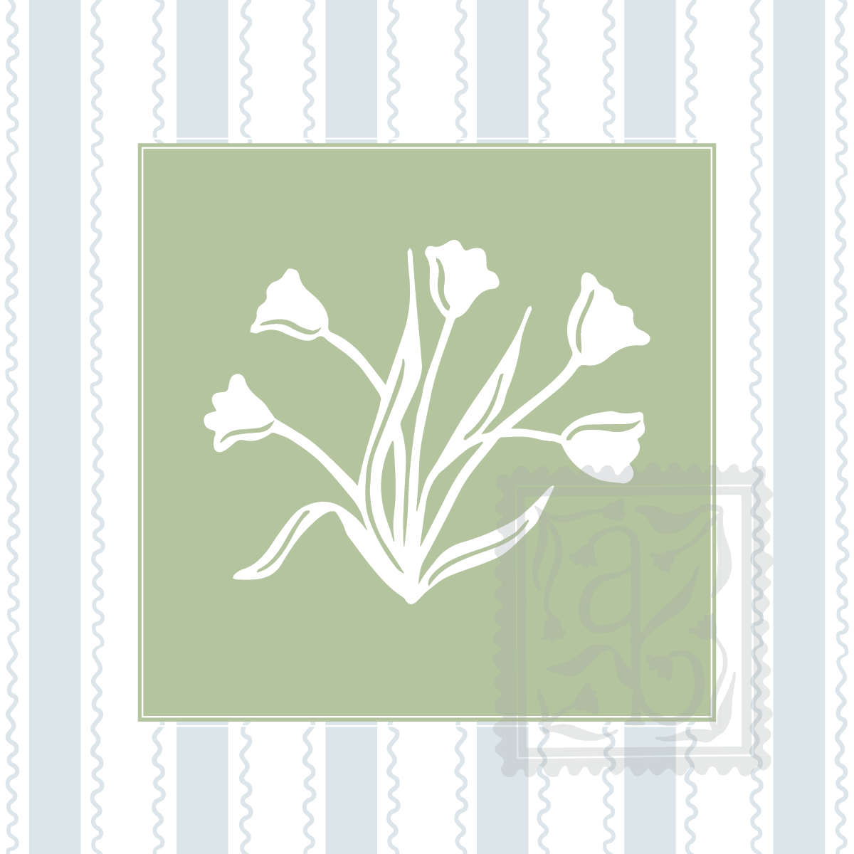 Signature Tulips Print in Blue Stripes