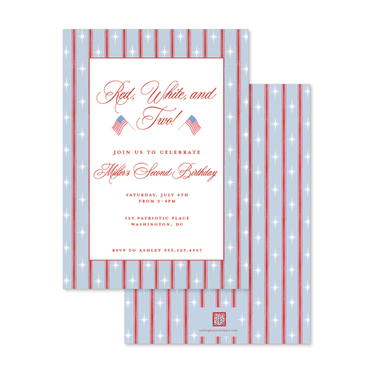 Red White and Two Party Invitation