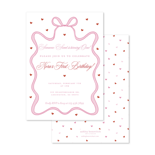 Valentine Ribbon Hearts Invitation